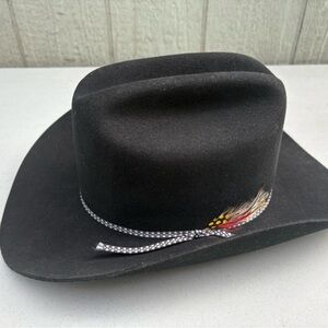 Stetson Black Cowboy Hat with Feather Detail